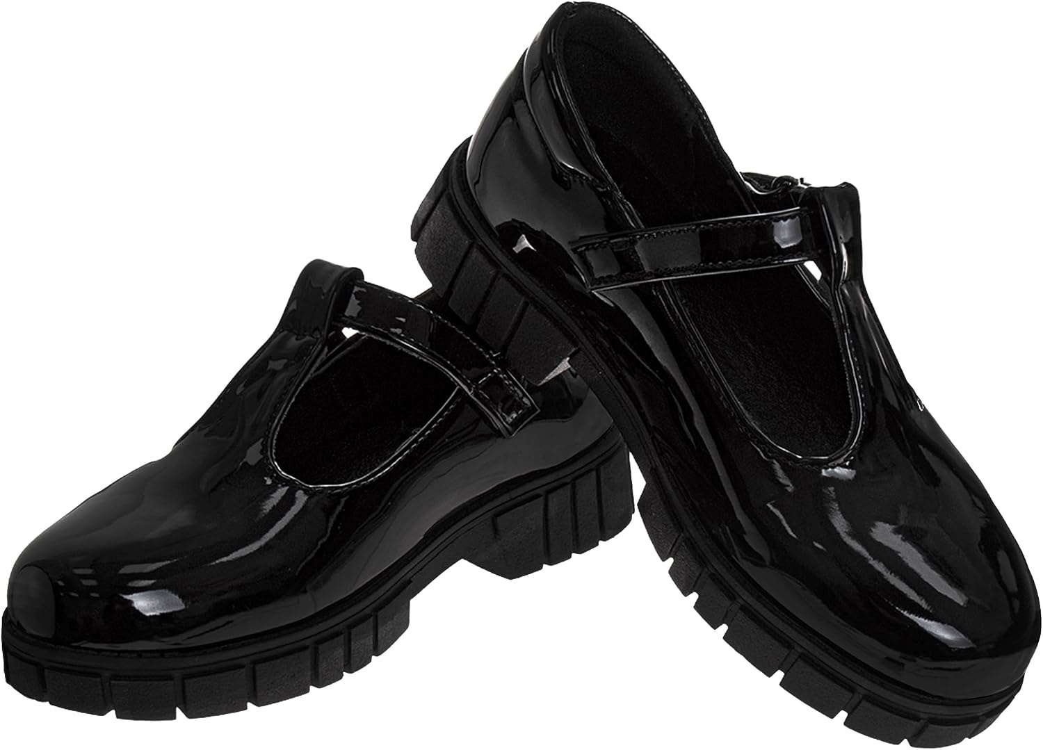 French Toast Girls Round Toe Ankle Strap Maryjane School Shoes Toddler/Little Kid/Big Kid(Black Gloss)