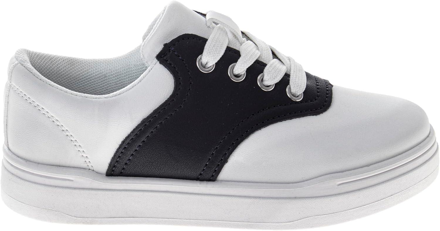 French Toast Kids Oxford Dress Shoes – Lace Up Loafer School Uniform Saddle Shoe for Girls and Boys (Sizes: 11-13 Little Kid / 1-7 Big Kid)(White Black)