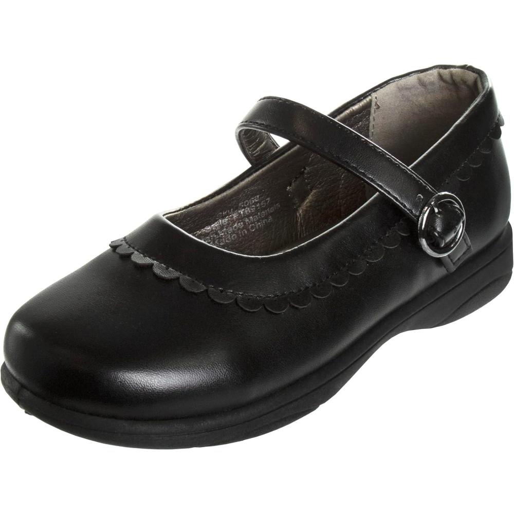 French Toast Girls Mary Jane Shoes Uniform Ballet Flats Dress School Shoes for Girls Size Toddler, Little Kid, Big Kid, Adult(Flower Petal Black)