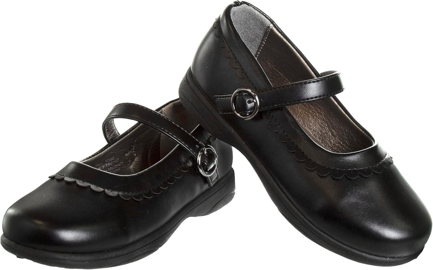 French Toast Girls Mary Jane Shoes Uniform Ballet Flats Dress School Shoes for Girls Size Toddler, Little Kid, Big Kid, Adult(Flower Petal Black)