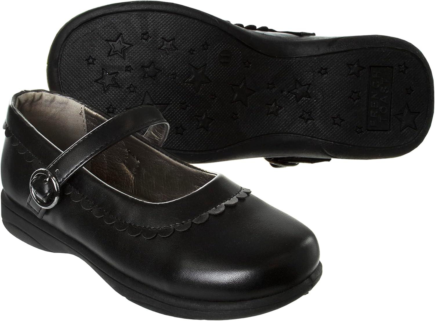 French Toast Girls Mary Jane Shoes Uniform Ballet Flats Dress School Shoes for Girls Size Toddler, Little Kid, Big Kid, Adult(Flower Petal Black)