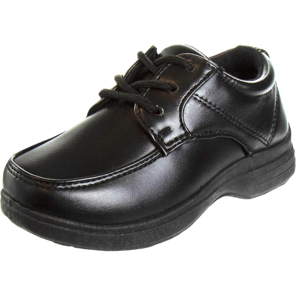 French Toast Boys Shoes – Kids Oxford School Uniform Loafer Church Dress Shoes Slip-On Faux-Leather (Toddler-Big Kid) (Black)(Black Lace-up)