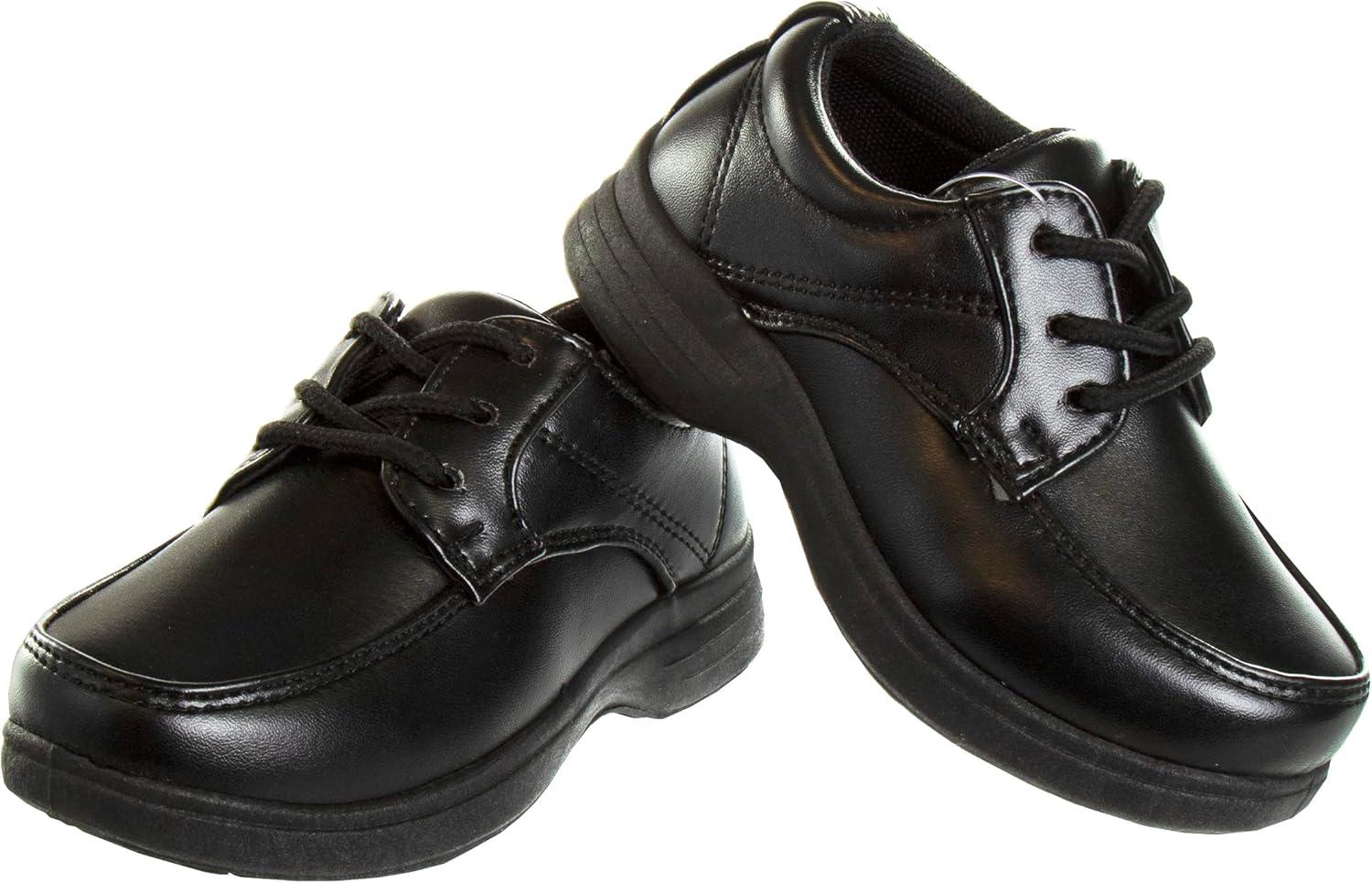 French Toast Boys Shoes – Kids Oxford School Uniform Loafer Church Dress Shoes Slip-On Faux-Leather (Toddler-Big Kid) (Black)(Black Lace-up)