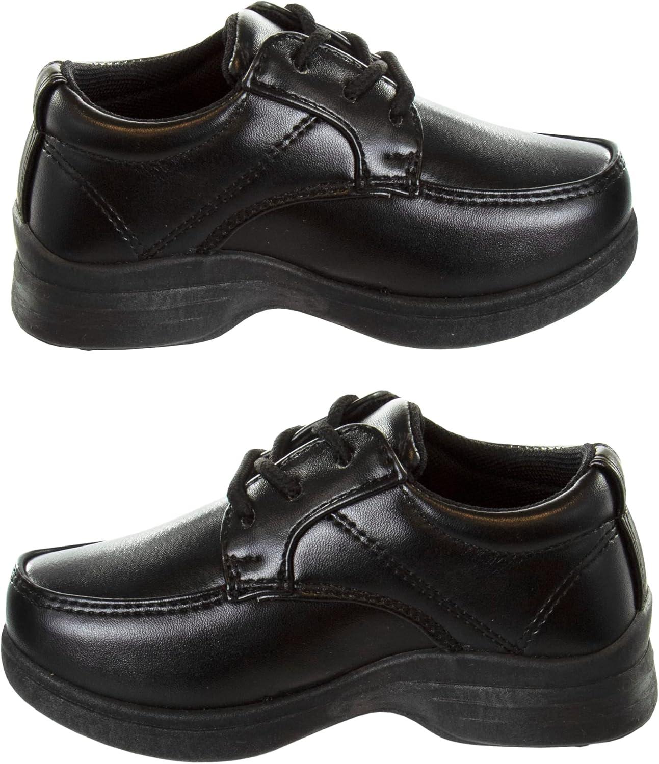 French Toast Boys Shoes – Kids Oxford School Uniform Loafer Church Dress Shoes Slip-On Faux-Leather (Toddler-Big Kid) (Black)(Black Lace-up)