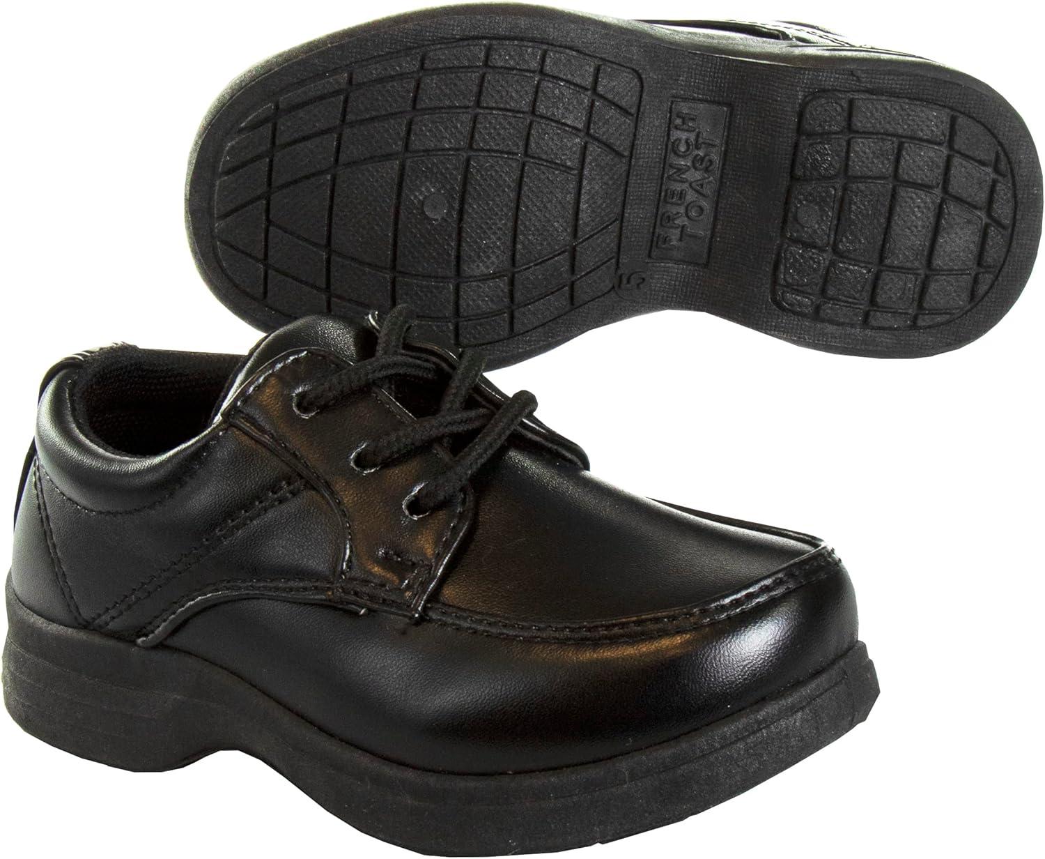 French Toast Boys Shoes – Kids Oxford School Uniform Loafer Church Dress Shoes Slip-On Faux-Leather (Toddler-Big Kid) (Black)(Black Lace-up)