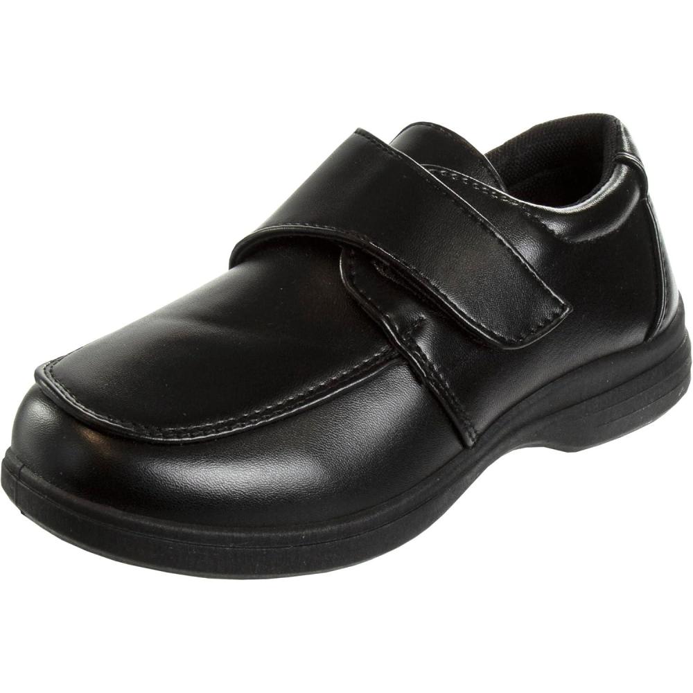 French Toast Boys Shoes – Kids Oxford School Uniform Loafer Church Dress Shoes Slip-On Faux-Leather (Toddler-Big Kid) (Black)(Black Strap)