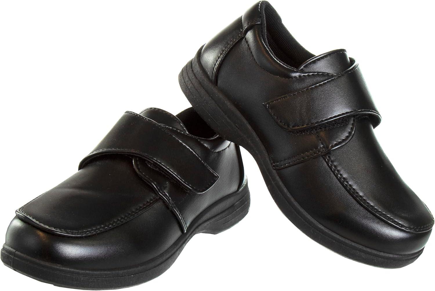 French Toast Boys Shoes – Kids Oxford School Uniform Loafer Church Dress Shoes Slip-On Faux-Leather (Toddler-Big Kid) (Black)(Black Strap)