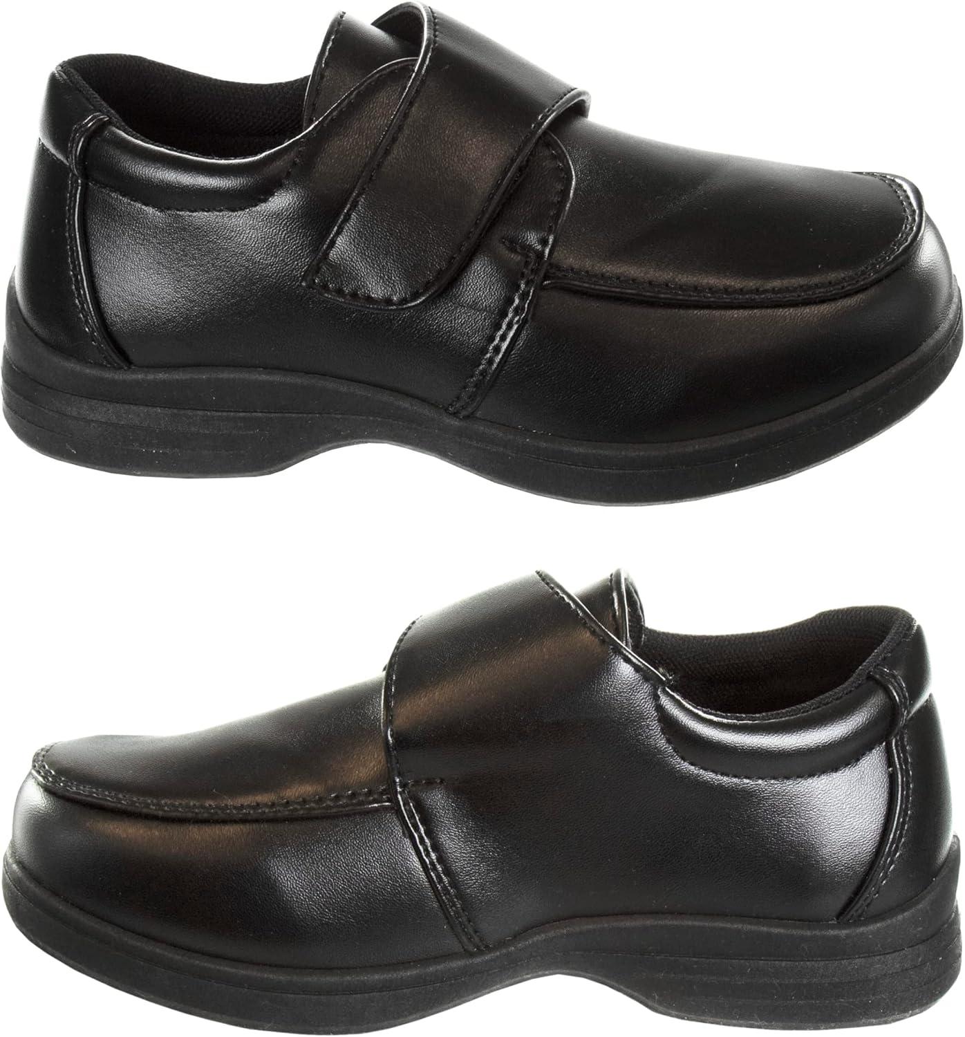 French Toast Boys Shoes – Kids Oxford School Uniform Loafer Church Dress Shoes Slip-On Faux-Leather (Toddler-Big Kid) (Black)(Black Strap)