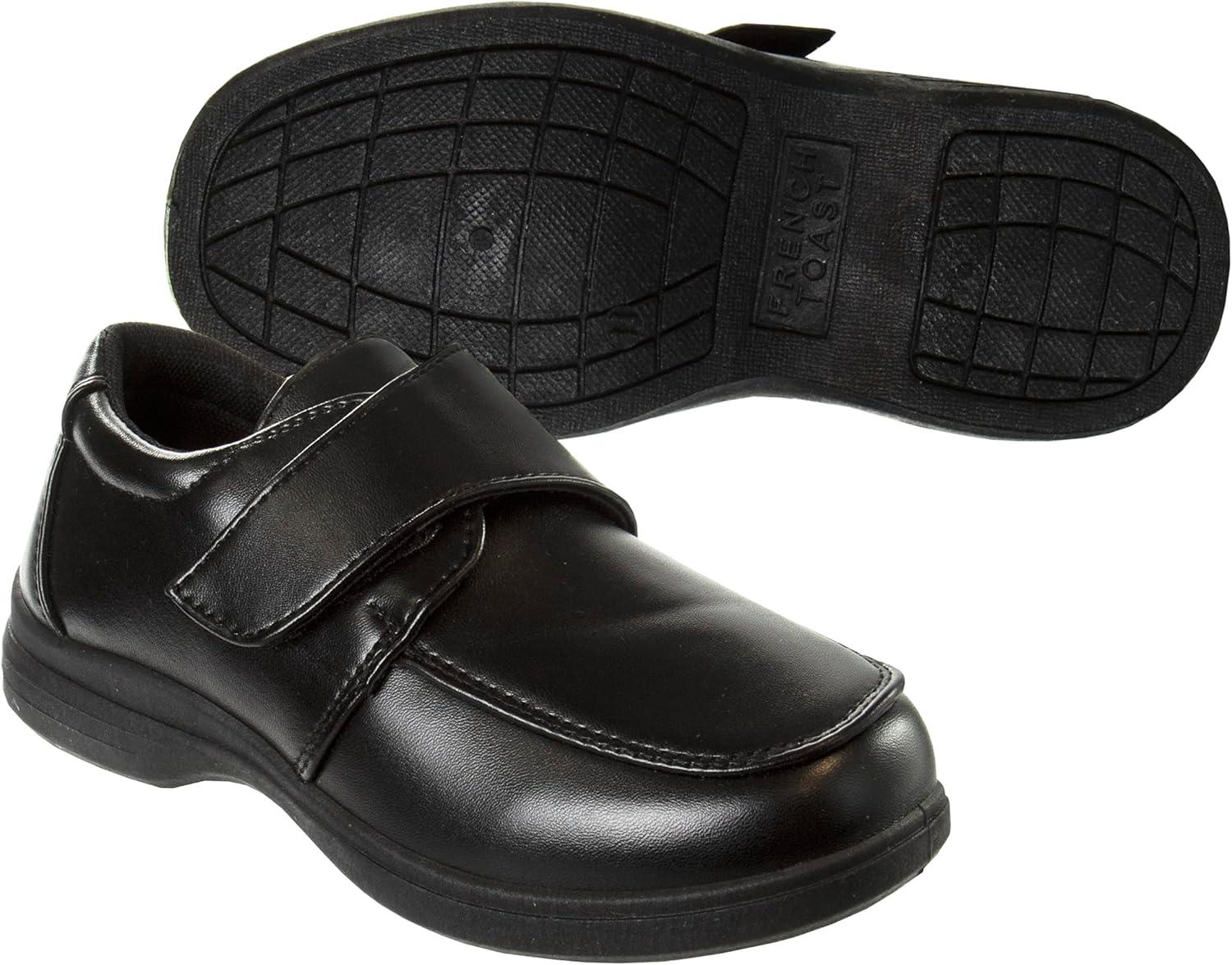 French Toast Boys Shoes – Kids Oxford School Uniform Loafer Church Dress Shoes Slip-On Faux-Leather (Toddler-Big Kid) (Black)(Black Strap)