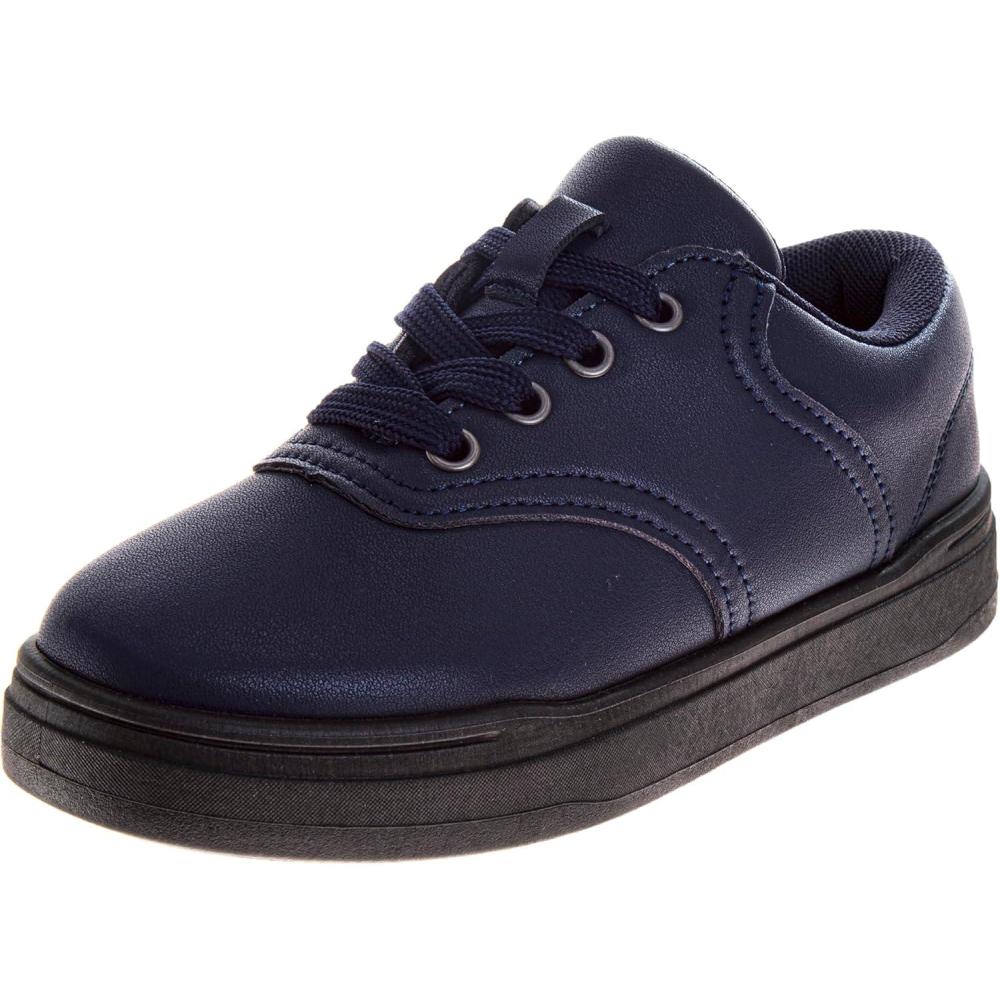 French Toast Kids Oxford Dress Shoes – Lace Up Loafer School Uniform Saddle Shoe for Girls and Boys (Sizes: 11-13 Little Kid / 1-7 Big Kid)(Navy)