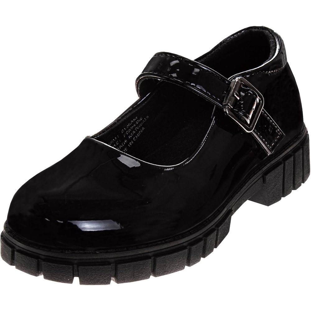 French Toast Girls Round Toe Ankle Strap Maryjane School Shoes Toddler/Little Kid/Big Kid(Black Patent)