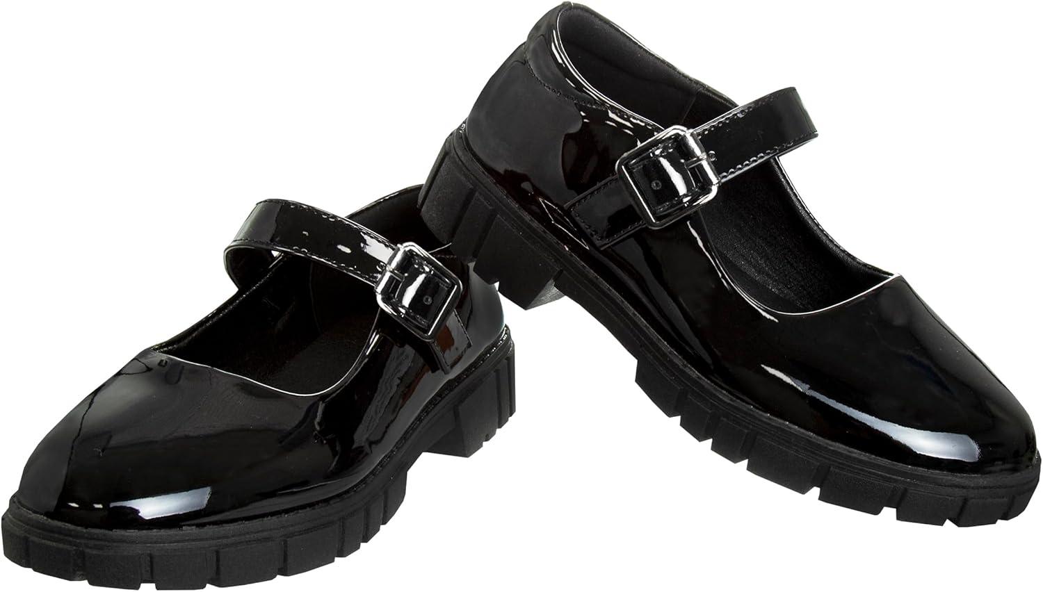French Toast Girls Round Toe Ankle Strap Maryjane School Shoes – Mary Jane Chunky Platform Oxford Dress Shoe Pumps – Black/Navy/Brown (Size 12-5 Little Kid/Big Kid)(Black Patent)