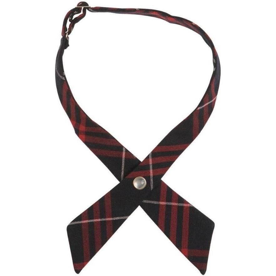 French Toast Girls’ Adjustable Cross Tie Plaid(Navy & Red Plaid)