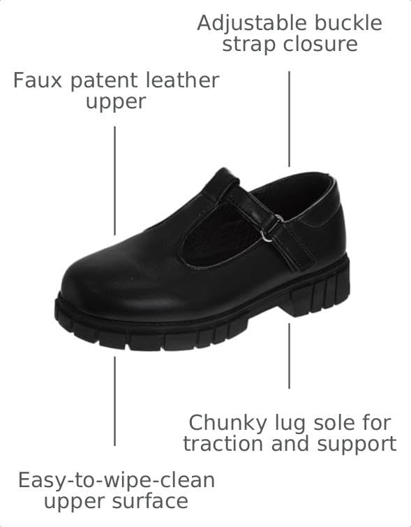French Toast Girls Round Toe Ankle Strap Maryjane School Shoes Toddler/Little Kid/Big Kid(Onyx)