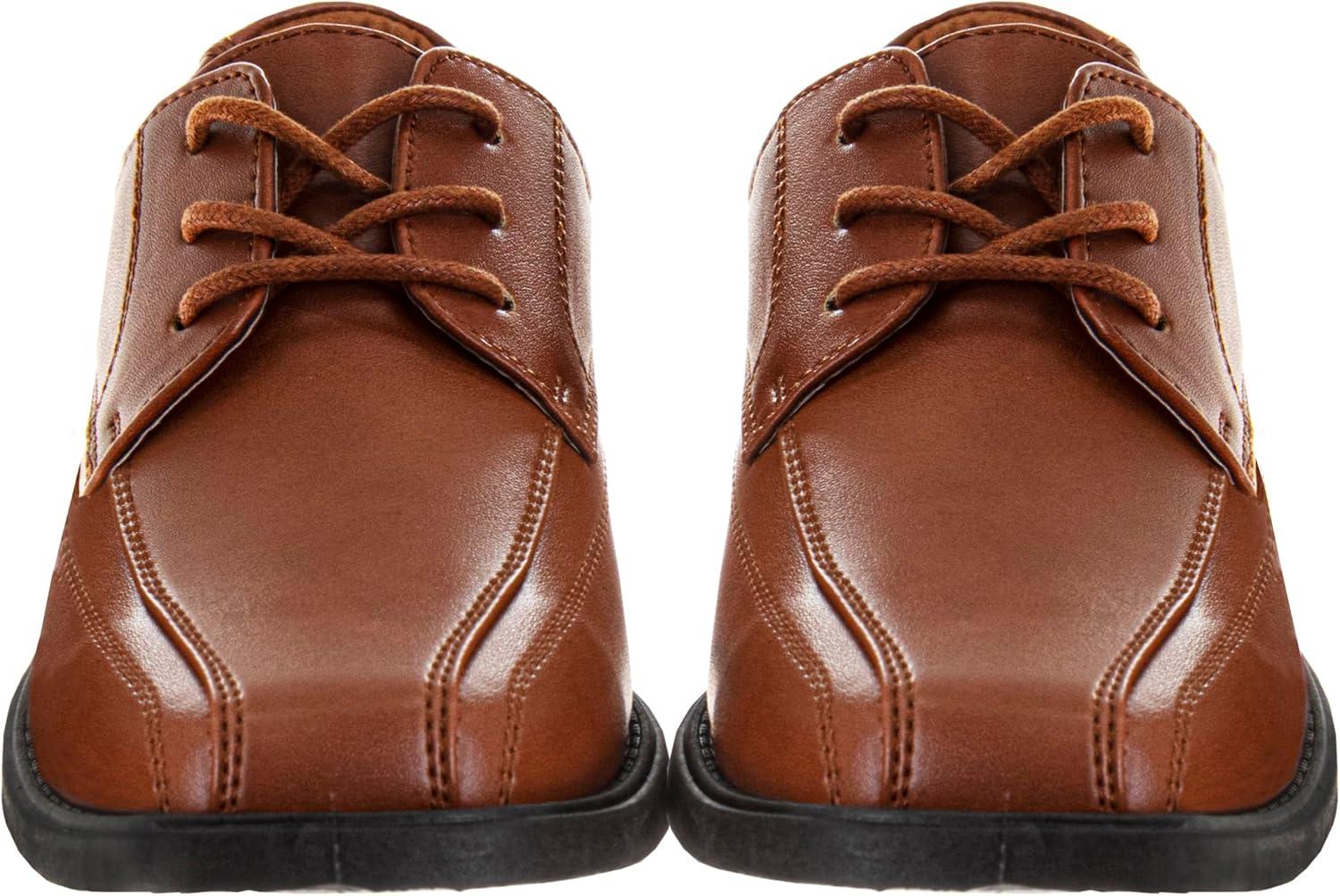 French Toast Boys Dress Shoes – Classic Lace-Up Oxford Casual Dress Formal Shoes – Black (Size 7 Toddler – Size 6 Big Kid)(Tan)