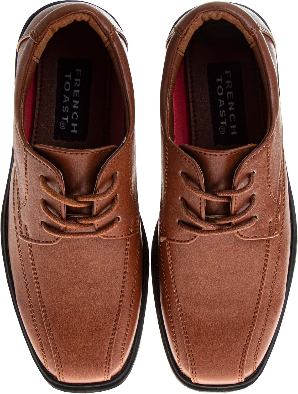 French Toast Boys Dress Shoes – Classic Lace-Up Oxford Casual Dress Formal Shoes – Black (Size 7 Toddler – Size 6 Big Kid)(Tan)