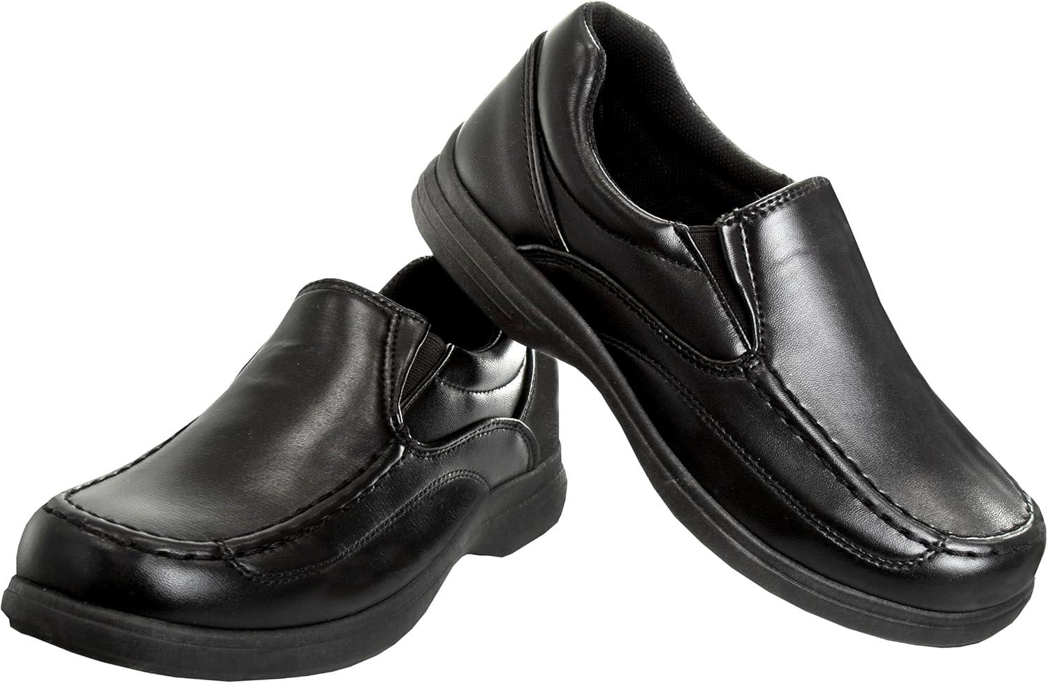 French Toast Boys Shoes – Kids Oxford School Uniform Loafer Church Dress Shoes Slip-On Faux-Leather (Toddler-Big Kid) (Black)(Black Slip-on)