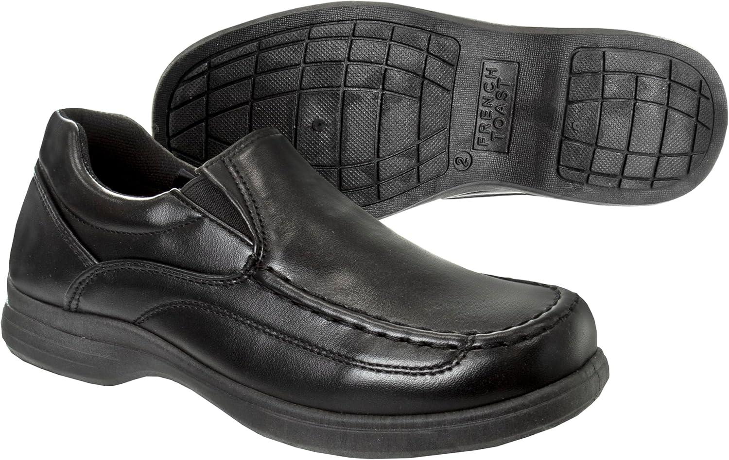 French Toast Boys Shoes – Kids Oxford School Uniform Loafer Church Dress Shoes Slip-On Faux-Leather (Toddler-Big Kid) (Black)(Black Slip-on)