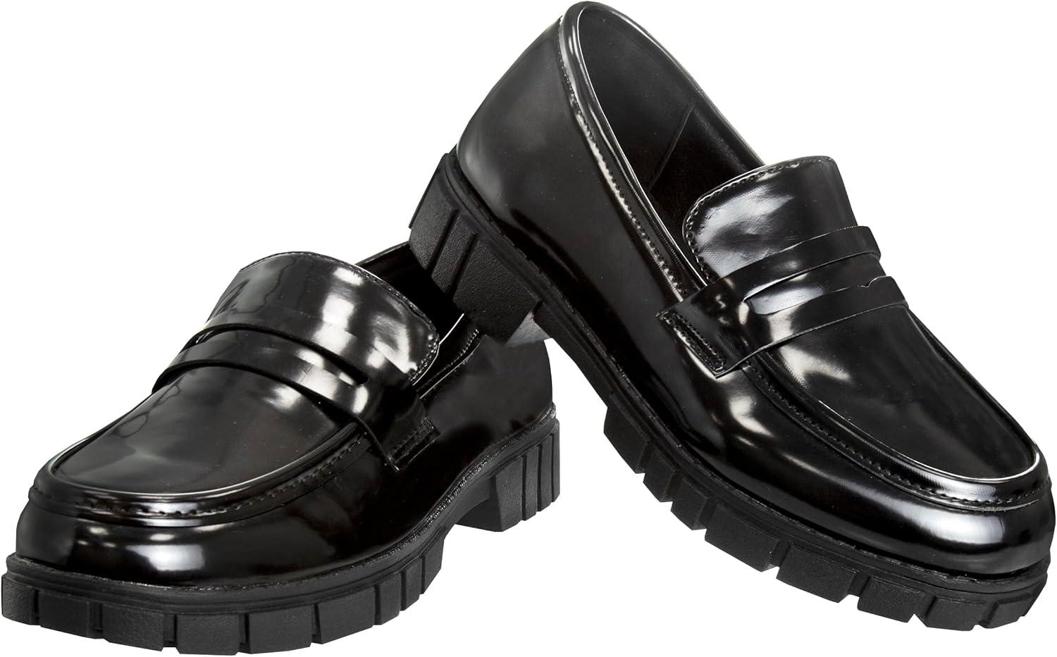 French Toast Girls Round Toe Ankle Strap Maryjane School Shoes – Mary Jane Chunky Platform Oxford Dress Shoe Pumps – Black/Navy/Brown (Size 12-5 Little Kid/Big Kid)(Black Shine)