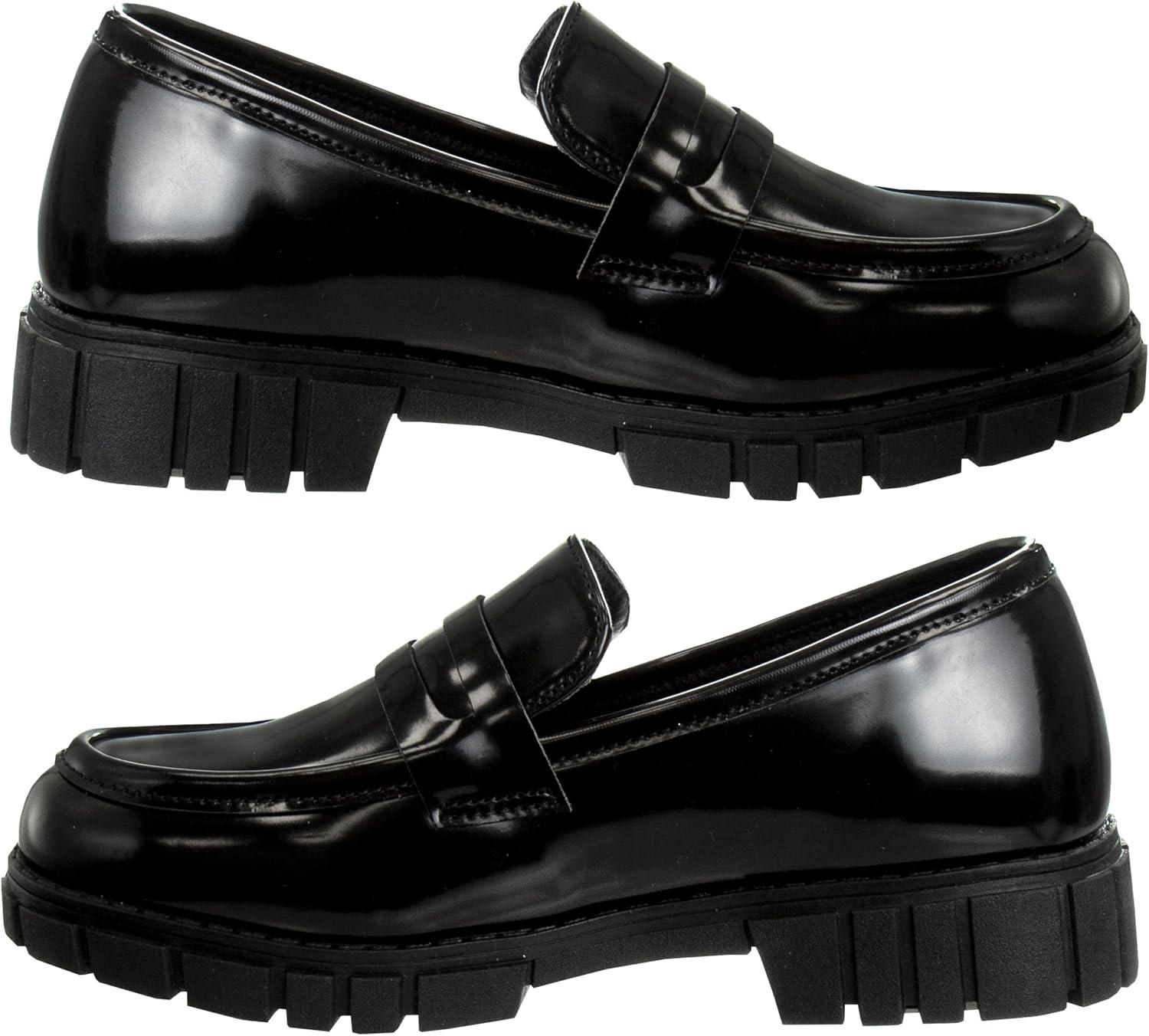 French Toast Girls Round Toe Ankle Strap Maryjane School Shoes – Mary Jane Chunky Platform Oxford Dress Shoe Pumps – Black/Navy/Brown (Size 12-5 Little Kid/Big Kid)(Black Shine)