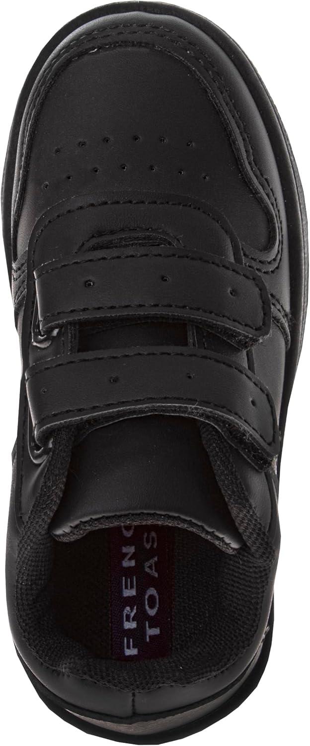 French Toast Boys Girls Shoes -Unisex Athletic Casual Dress Kids School Uniform Loafer Oxford Canvas Tennis Sneakers (White/Black) (Little Kid/Big Kid)(Jet Black)