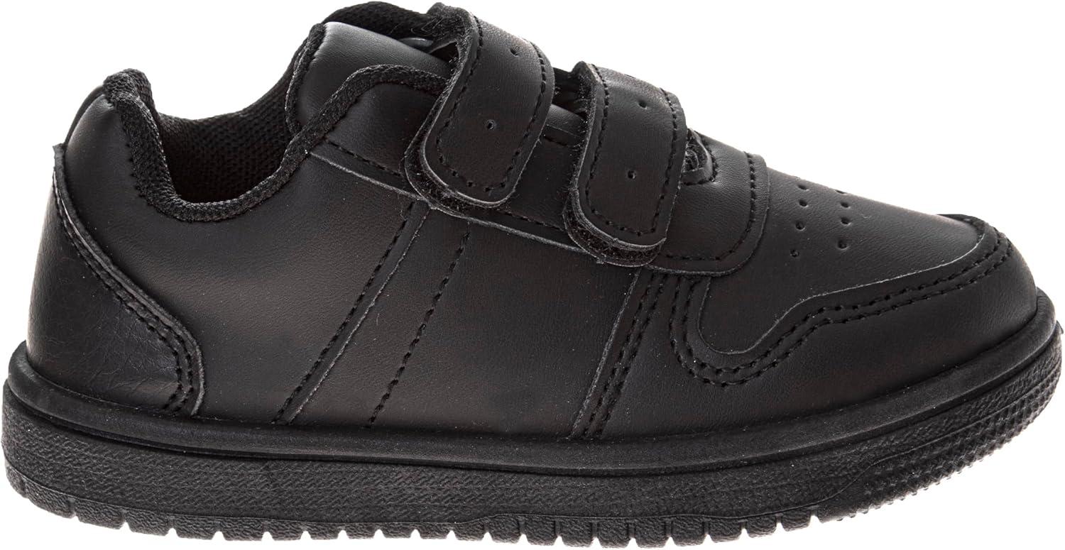French Toast Boys Girls Shoes -Unisex Athletic Casual Dress Kids School Uniform Loafer Oxford Canvas Tennis Sneakers (White/Black) (Little Kid/Big Kid)(Jet Black)