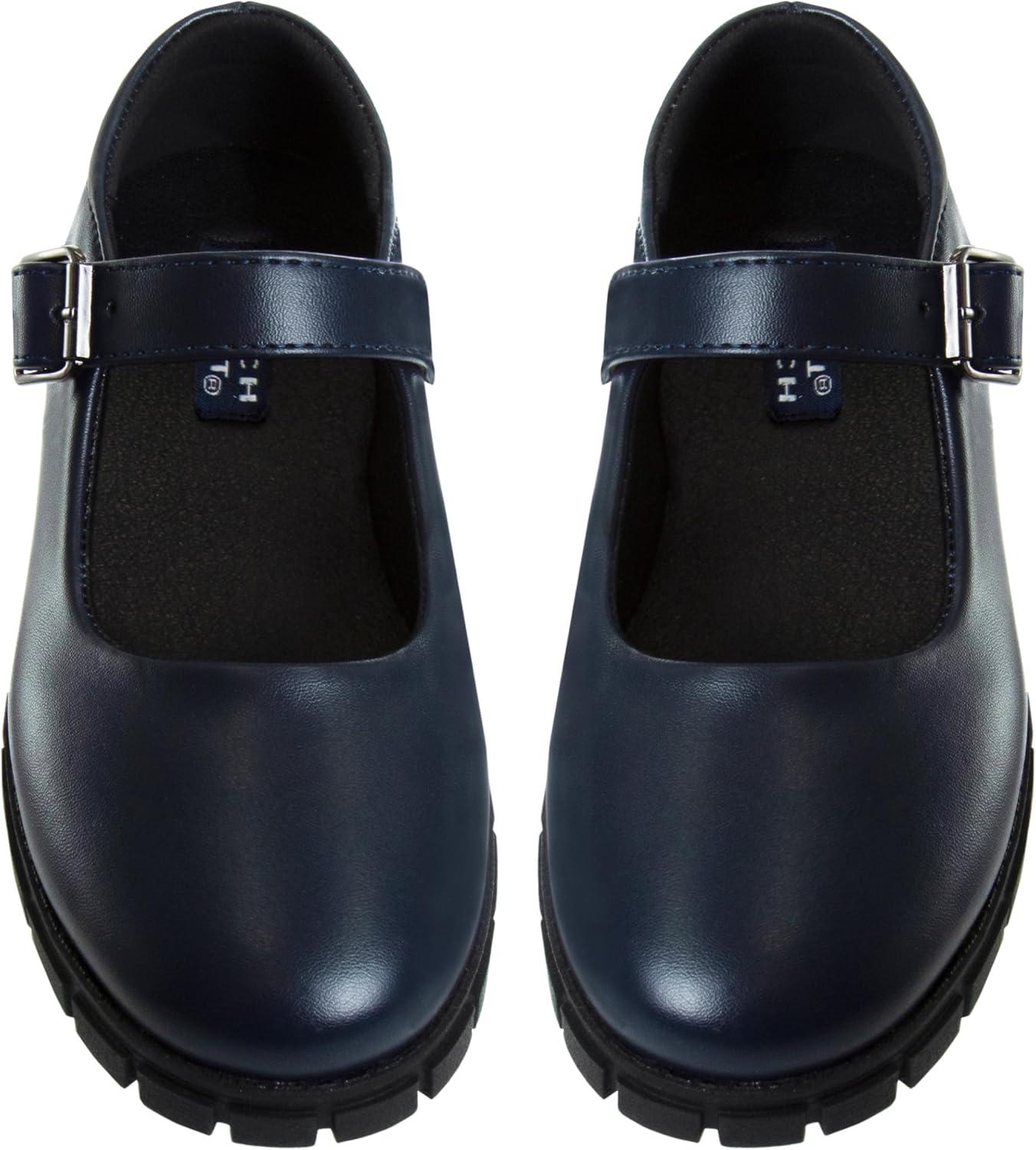 French Toast Girls Round Toe Ankle Strap Maryjane School Shoes – Mary Jane Chunky Platform Oxford Dress Shoe Pumps – Black/Navy/Brown (Size 12-5 Little Kid/Big Kid)(Navy)