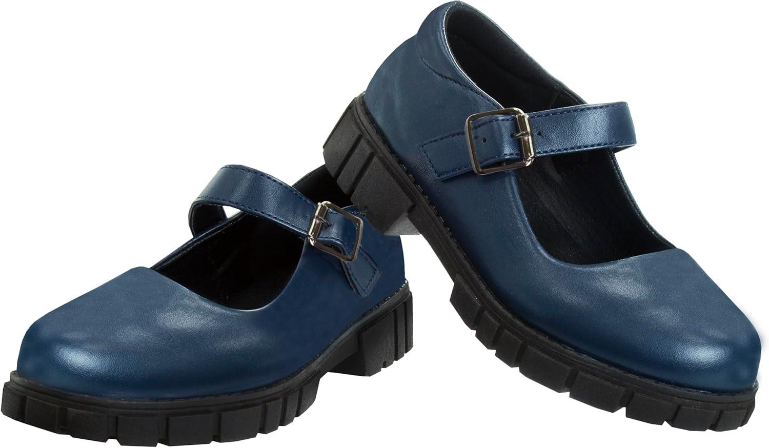 French Toast Girls Round Toe Ankle Strap Maryjane School Shoes – Mary Jane Chunky Platform Oxford Dress Shoe Pumps – Black/Navy/Brown (Size 12-5 Little Kid/Big Kid)(Navy)