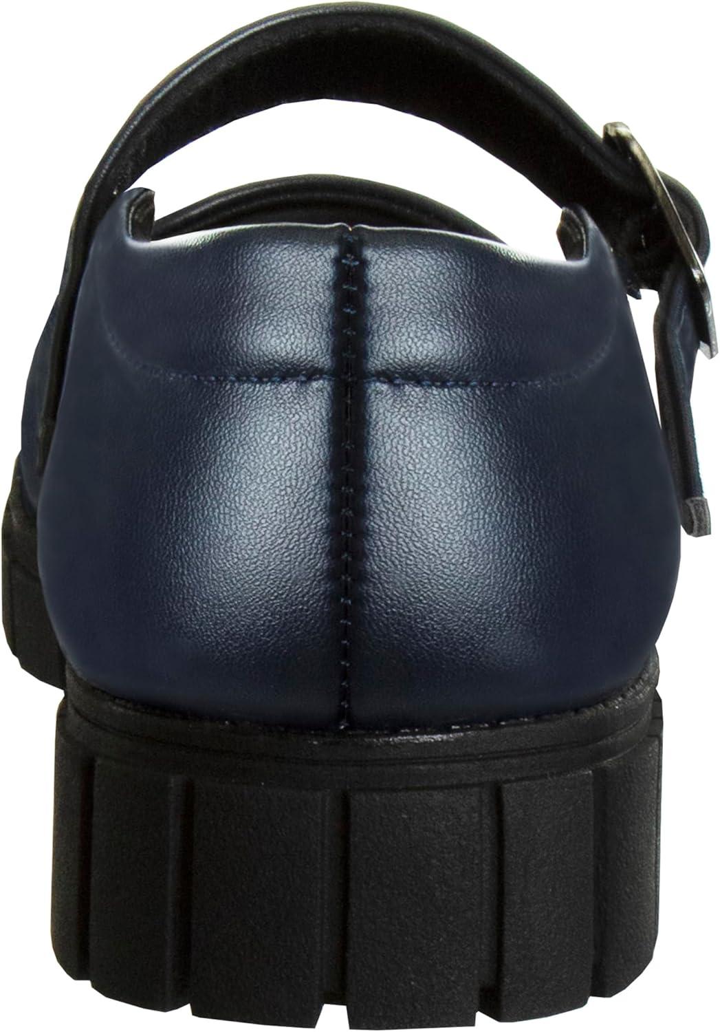 French Toast Girls Round Toe Ankle Strap Maryjane School Shoes – Mary Jane Chunky Platform Oxford Dress Shoe Pumps – Black/Navy/Brown (Size 12-5 Little Kid/Big Kid)(Navy)