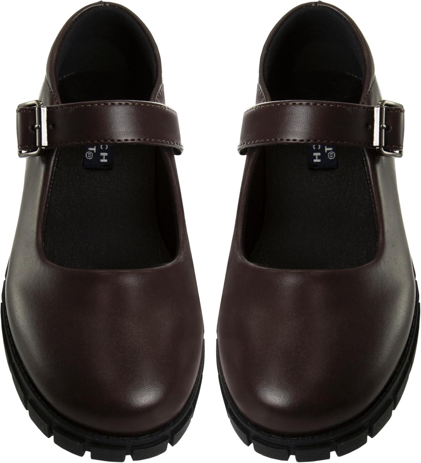French Toast Girls Round Toe Ankle Strap Maryjane School Shoes – Mary Jane Chunky Platform Oxford Dress Shoe Pumps – Black/Navy/Brown (Size 12-5 Little Kid/Big Kid)(Brown)