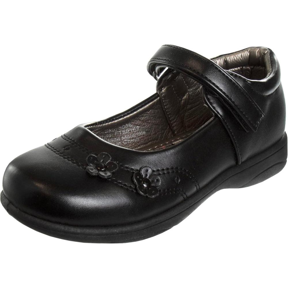 French Toast Girls Mary Jane Shoes Uniform Ballet Flats Dress School Shoes for Girls Size Toddler, Little Kid, Big Kid, Adult(Black Petal)