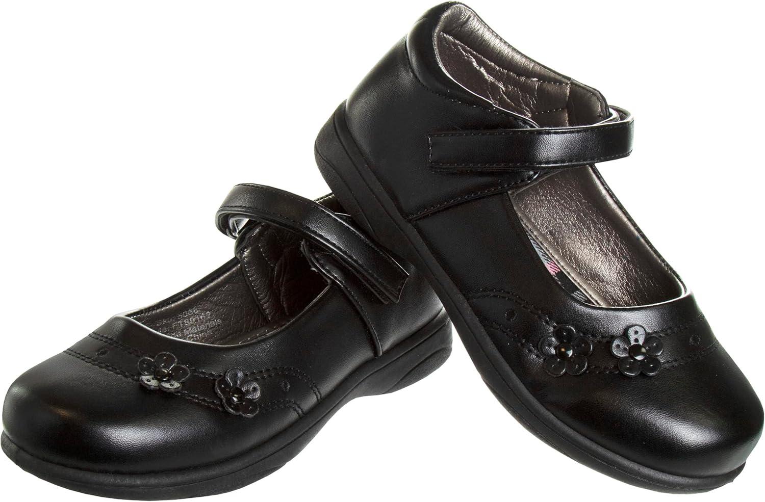 French Toast Girls Mary Jane Shoes Uniform Ballet Flats Dress School Shoes for Girls Size Toddler, Little Kid, Big Kid, Adult(Black Petal)