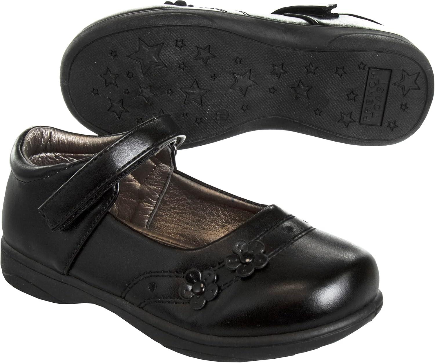 French Toast Girls Mary Jane Shoes Uniform Ballet Flats Dress School Shoes for Girls Size Toddler, Little Kid, Big Kid, Adult(Black Petal)