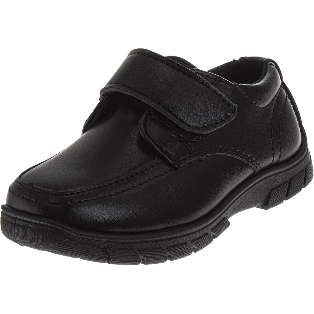 French Toast Boys Shoes – Kids Oxford School Uniform Loafer Church Dress Shoes Slip-On Faux-Leather (Toddler-Big Kid) (Black)(Ft Black)