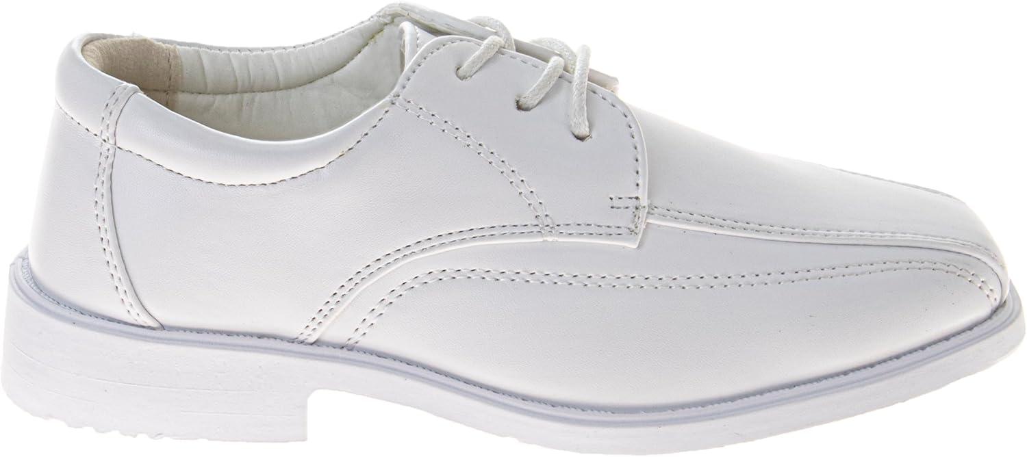 French Toast Boys Dress Shoes – Classic Lace-Up Oxford Casual Dress Formal Shoes – Black (Size 7 Toddler – Size 6 Big Kid)(White)