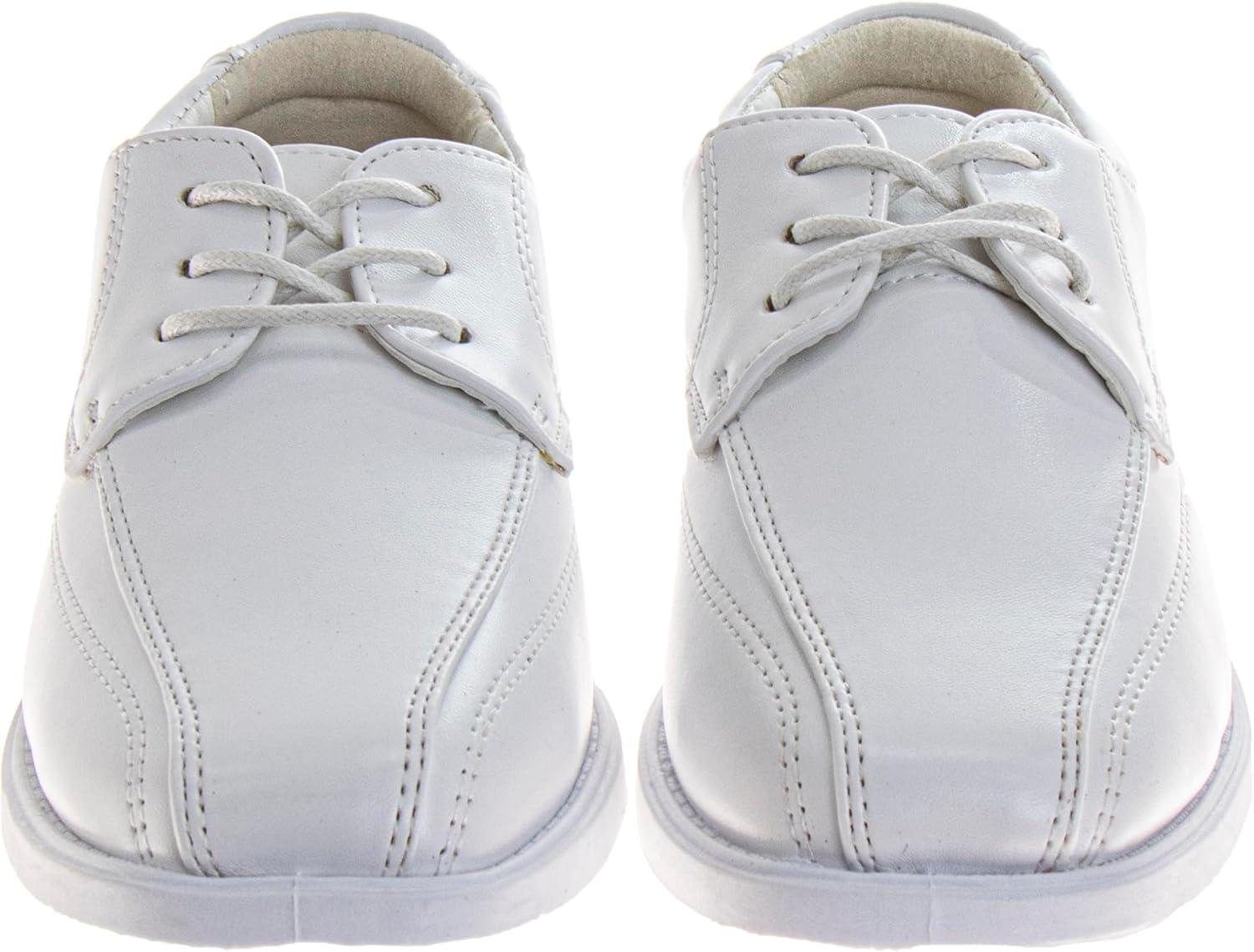 French Toast Boys Dress Shoes – Classic Lace-Up Oxford Casual Dress Formal Shoes – Black (Size 7 Toddler – Size 6 Big Kid)(White)