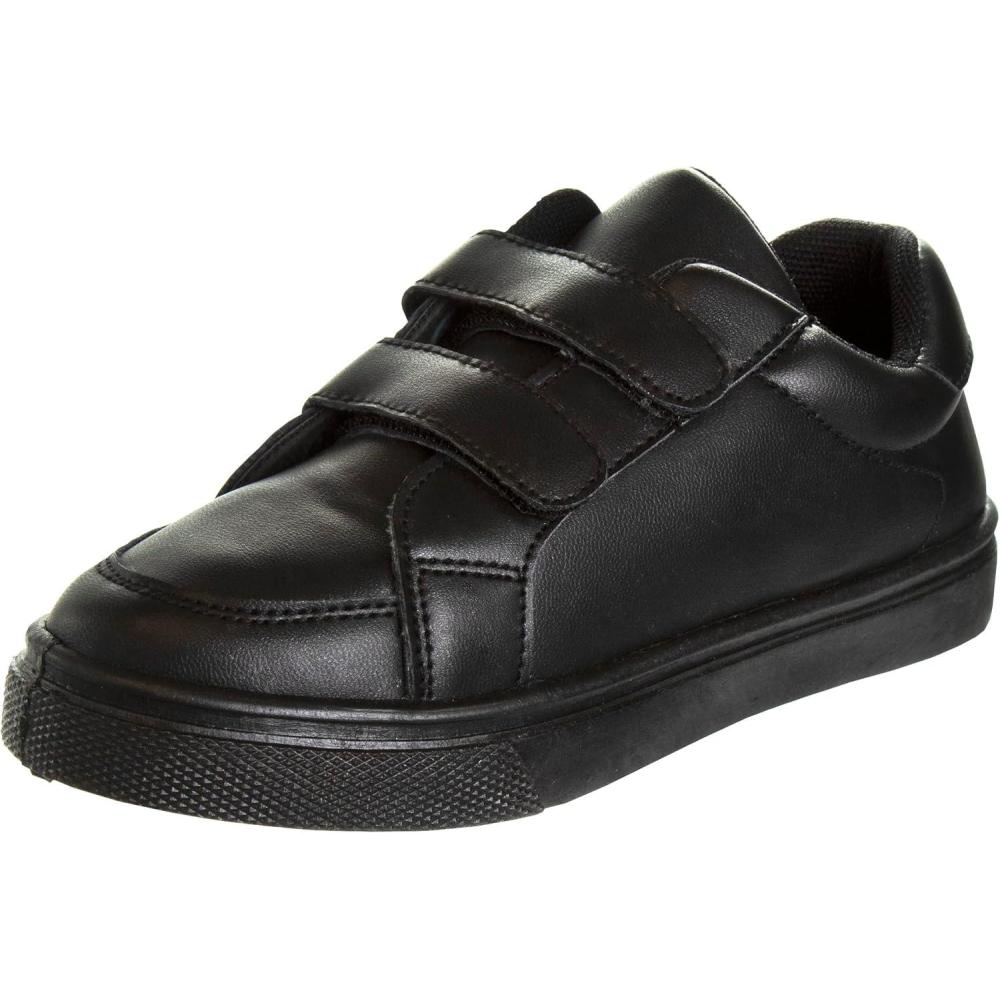 French Toast Boys Girls Shoes -Unisex Athletic Casual Dress Kids School Uniform Loafer Oxford Canvas Tennis Sneakers (White/Black) (Little Kid/Big Kid)(Black-3)