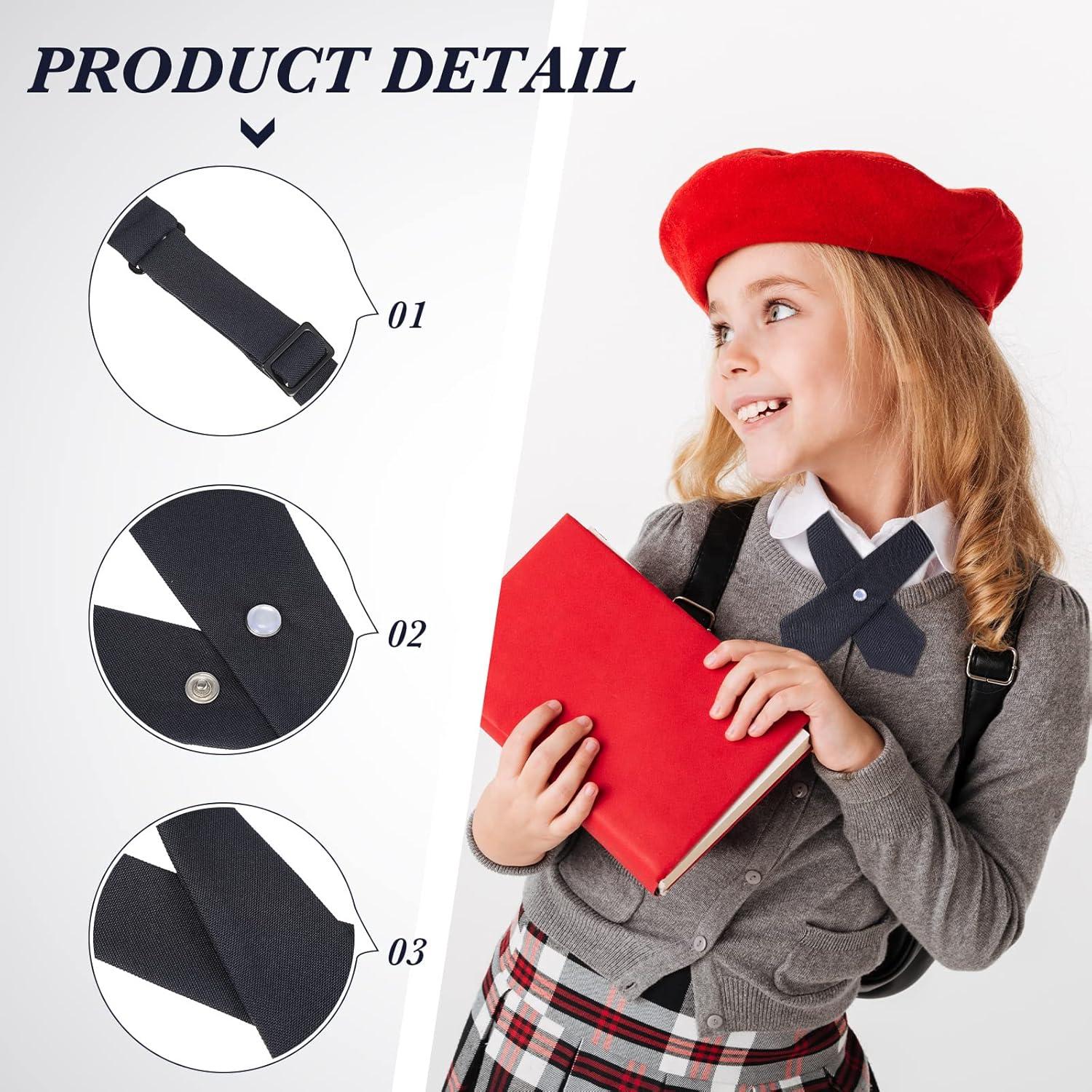 Tarpop 2 Pack French Girls Uniform Tie Cross Adjustable Neck Tie for Girls Back to School Women(Navy Blue)