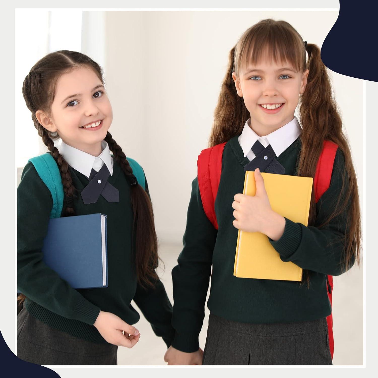 Tarpop 2 Pack French Girls Uniform Tie Cross Adjustable Neck Tie for Girls Back to School Women(Navy Blue)