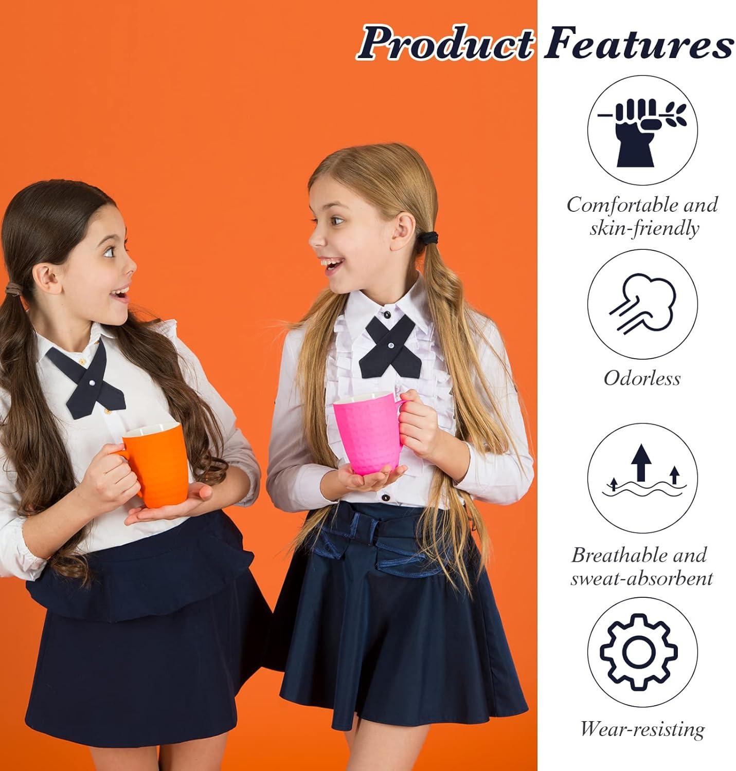 Tarpop 2 Pack French Girls Uniform Tie Cross Adjustable Neck Tie for Girls Back to School Women(Navy Blue)
