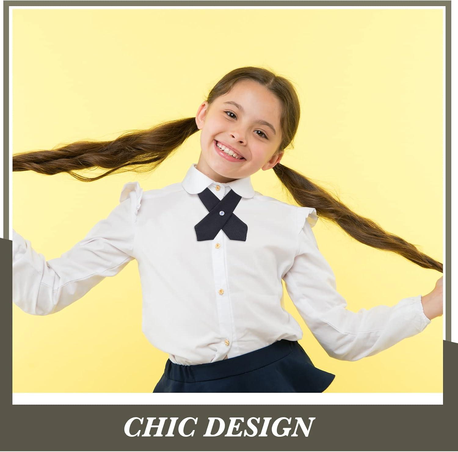 Tarpop 2 Pack French Girls Uniform Tie Cross Adjustable Neck Tie for Girls Back to School Women(Navy Blue)