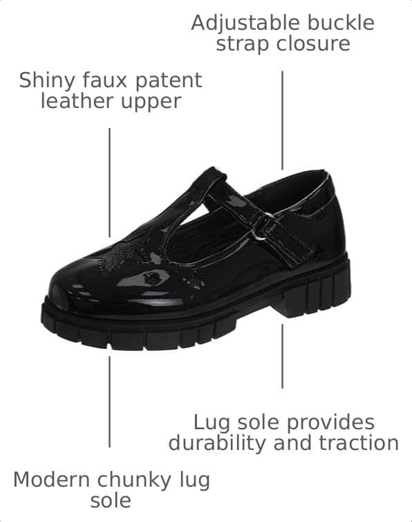 French Toast Girls Round Toe Ankle Strap Maryjane School Shoes Toddler/Little Kid/Big Kid(Glossy Black)