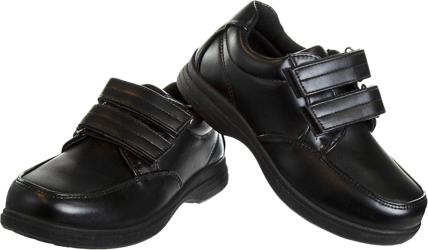 French Toast Boys Shoes – Kids Oxford School Uniform Loafer Church Dress Shoes Slip-On Faux-Leather (Toddler-Big Kid) (Black)(Black Double Starp)