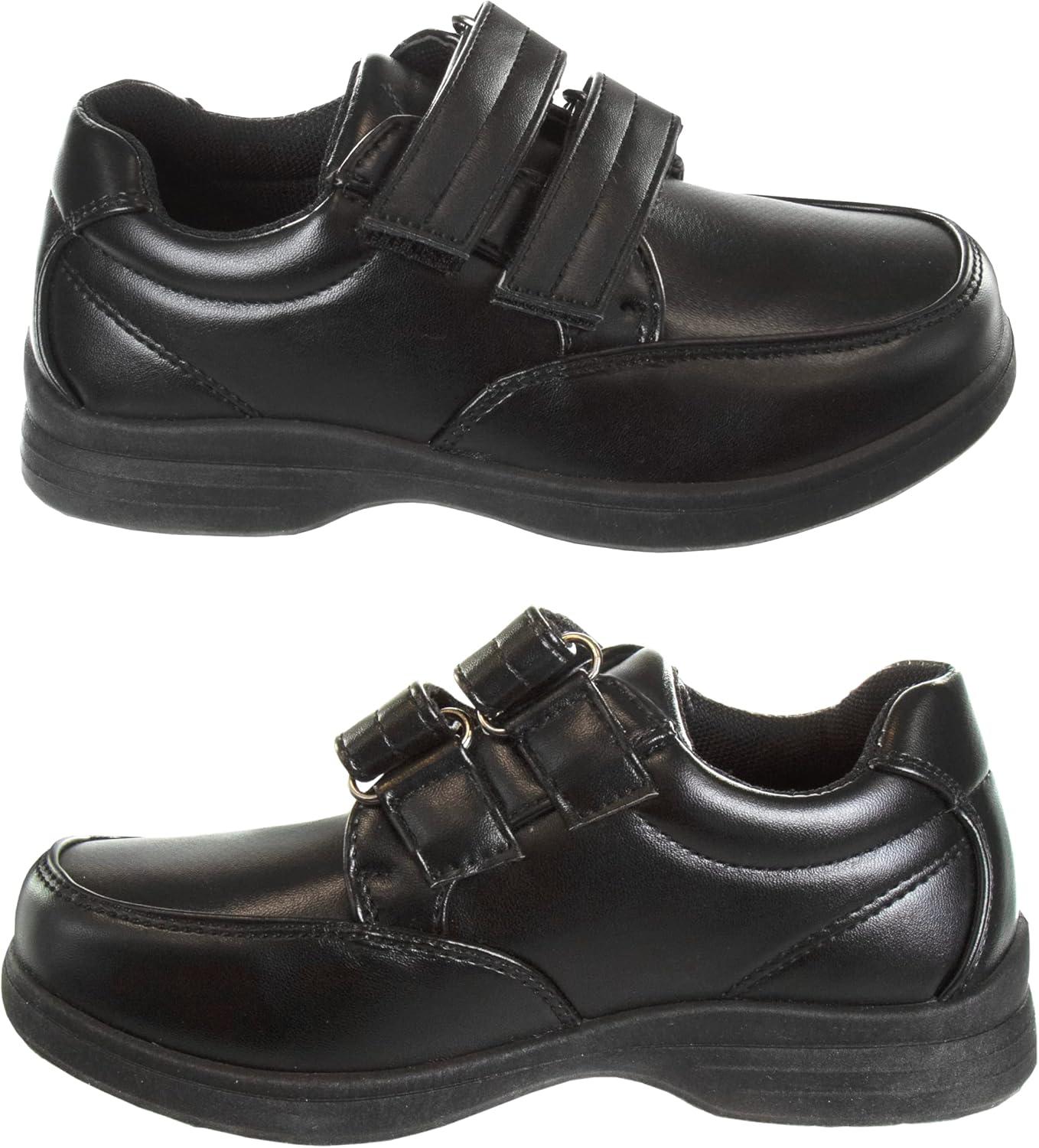 French Toast Boys Shoes – Kids Oxford School Uniform Loafer Church Dress Shoes Slip-On Faux-Leather (Toddler-Big Kid) (Black)(Black Double Starp)