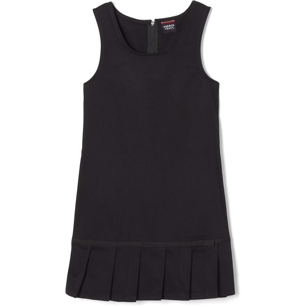 French Toast Girls’ Pleated Hem Jumper with Ribbon(Black)