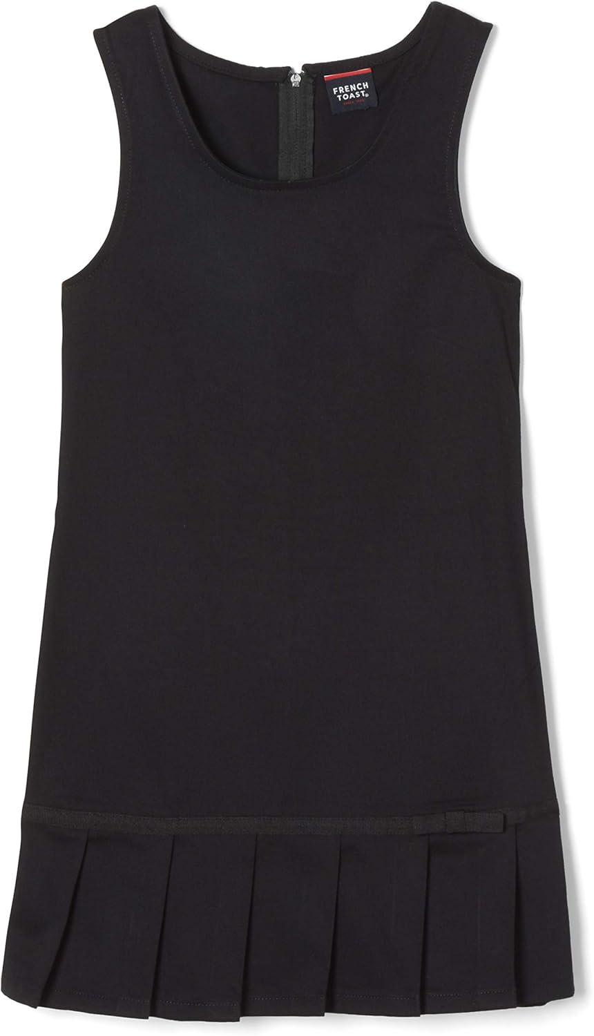 French Toast Girls’ Pleated Hem Jumper with Ribbon(Black)