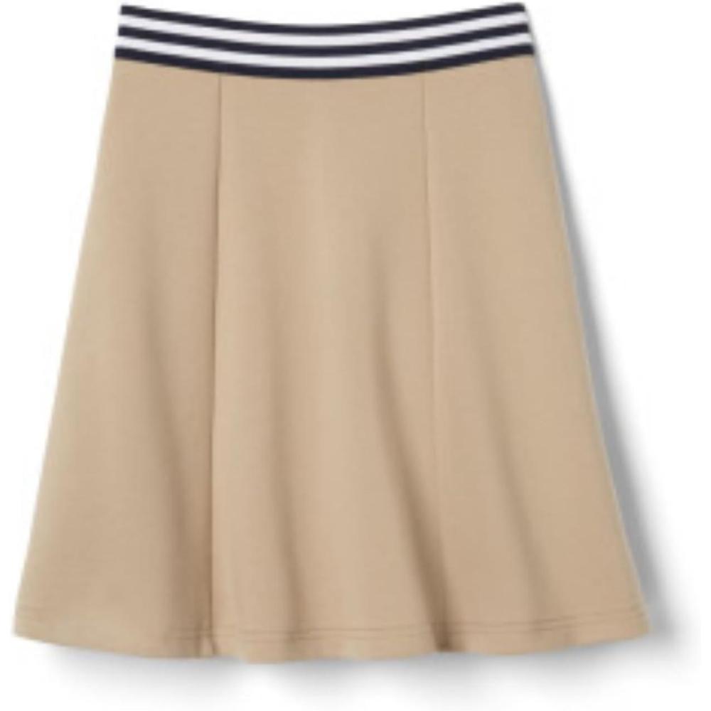 French Toast Girls Stretch Contrast Waistband Scooter School Uniform Skirt(Khaki)