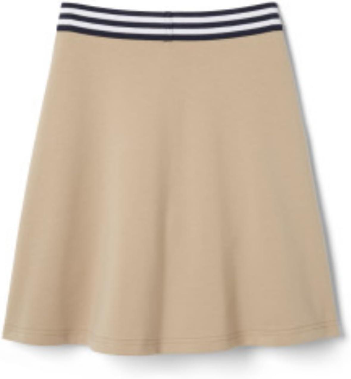 French Toast Girls Stretch Contrast Waistband Scooter School Uniform Skirt(Khaki)