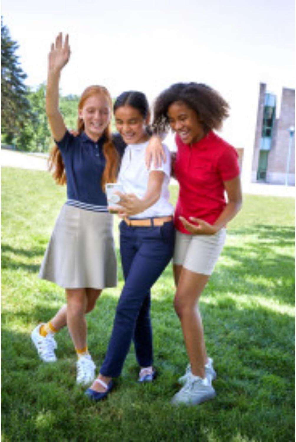 French Toast Girls Stretch Contrast Waistband Scooter School Uniform Skirt(Khaki)