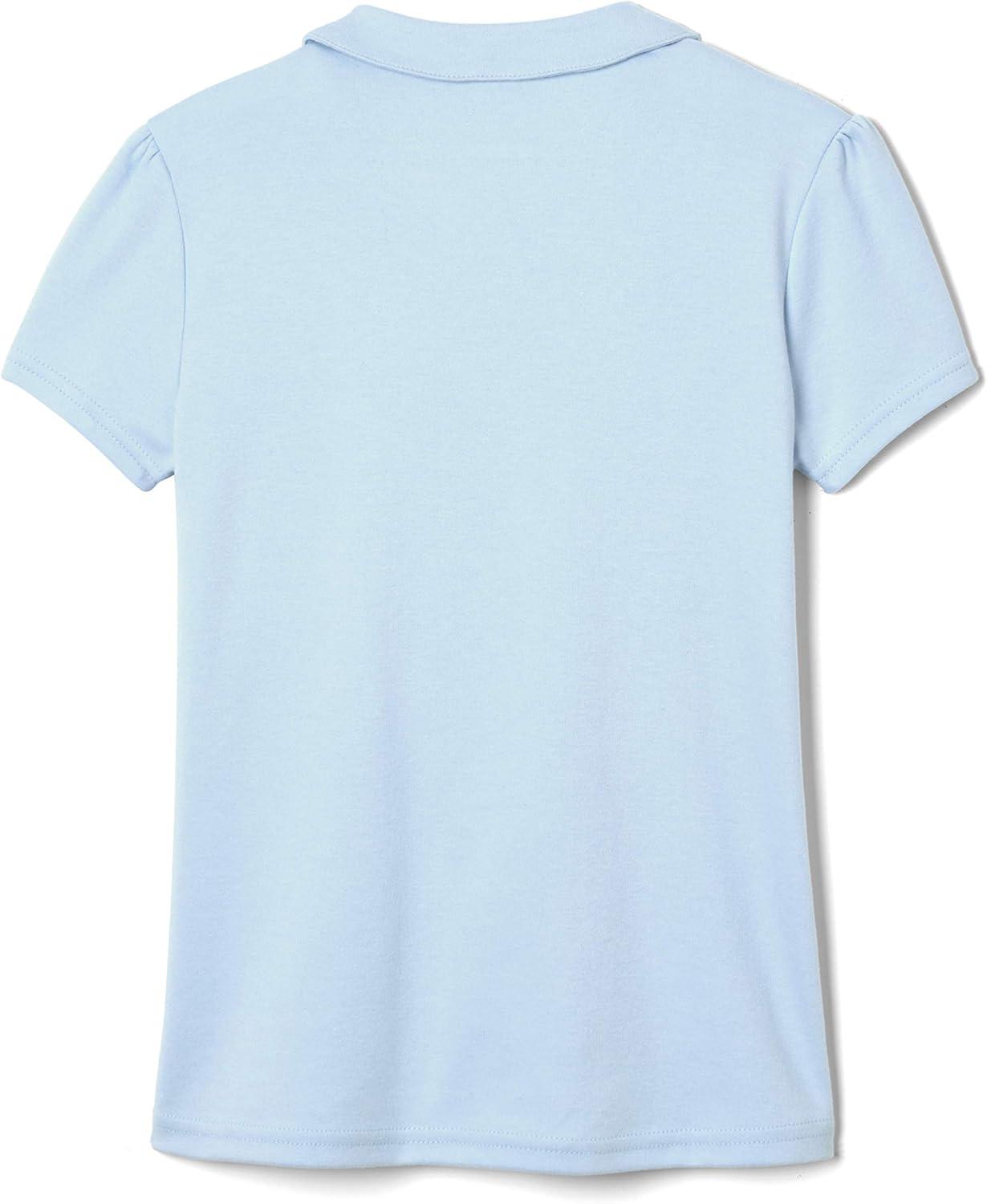 French Toast Toddler Girls Short Sleeve Peter Pan Collar Polo(Light Blue)